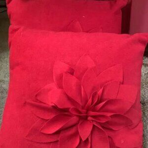 Lot of 2 Red Holiday 17 x17 Pillows UNBRANDED